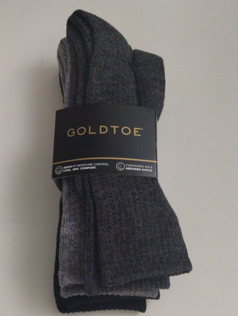 Goldtoe Men's Crew Socks in Grey Black And Dark Gray New For Shoe Size 6-12.5 - Picture 1 of 3